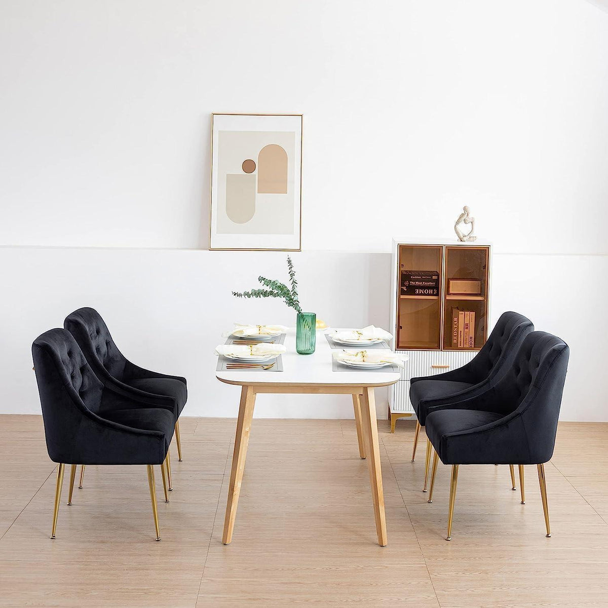 Samt Esszimmerstühle 6er Set Schwarz – Modern & Bequem