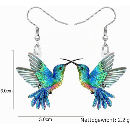 Acryl Kolibri Ohrringe Damen - Zarte Vogel Ohrringe Geschenk