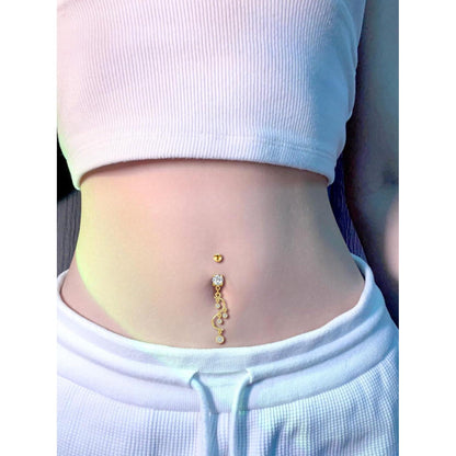 Bauchnabelpiercing 14G Bananen-Barbell 10mm mit Anhänger, Chirurgenstahl