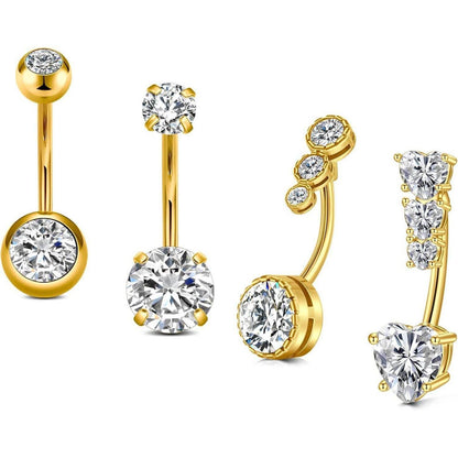 Bauchnabelpiercing 14G Gold 12mm Chirurgenstahl mit CZ Perle