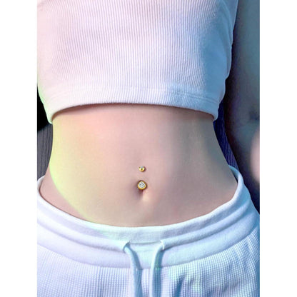 Bauchnabelpiercing 14G Gold 12mm Chirurgenstahl mit CZ Perle
