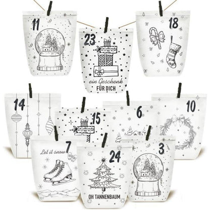 Adventskalender zum Befüllen: 24 DIY Papiertüten mit Zahlenaufklebern