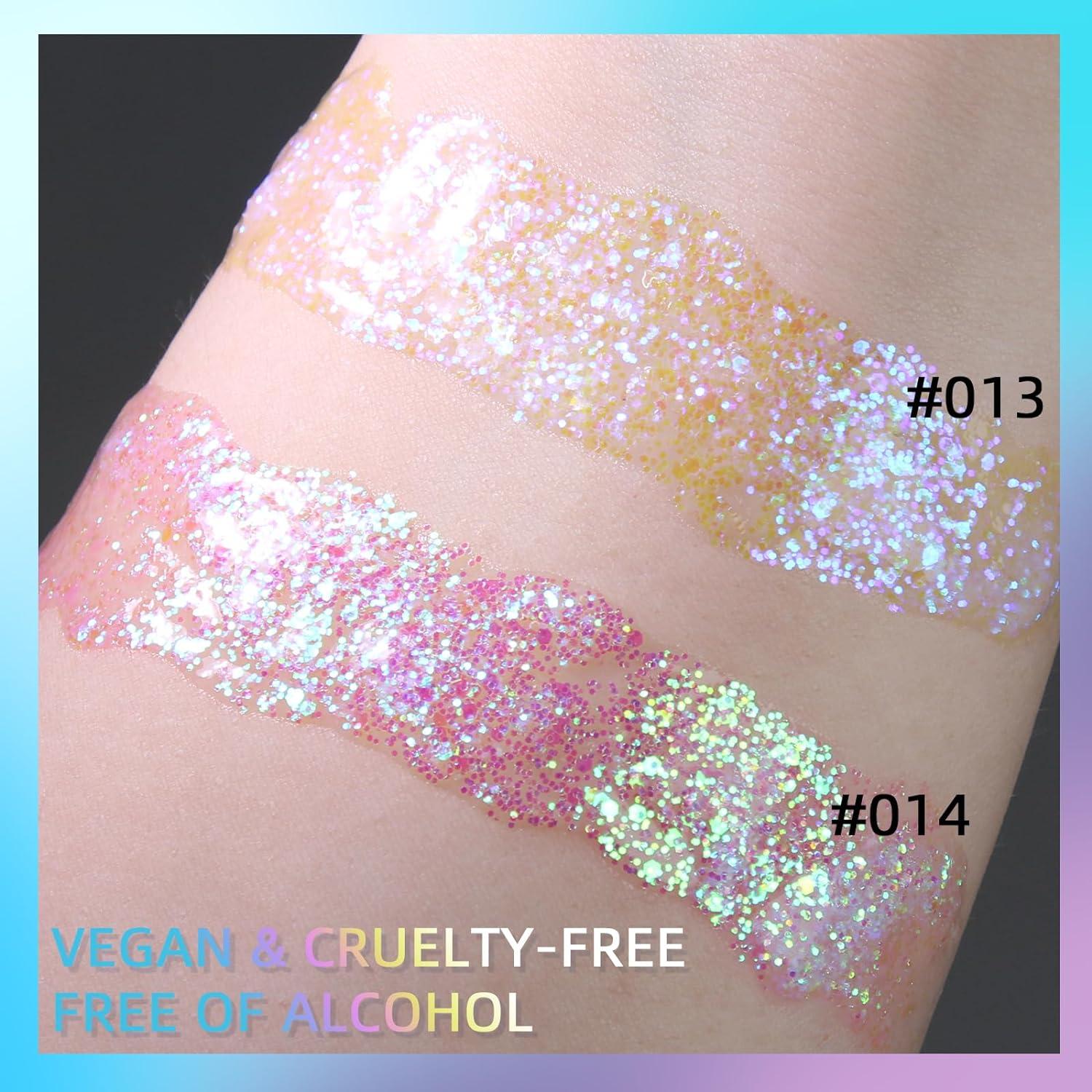 50ml Glitter Gel: Face Body Sequins Shimmer Eyeshadow, Chunky Glitter for Makeup - Pink