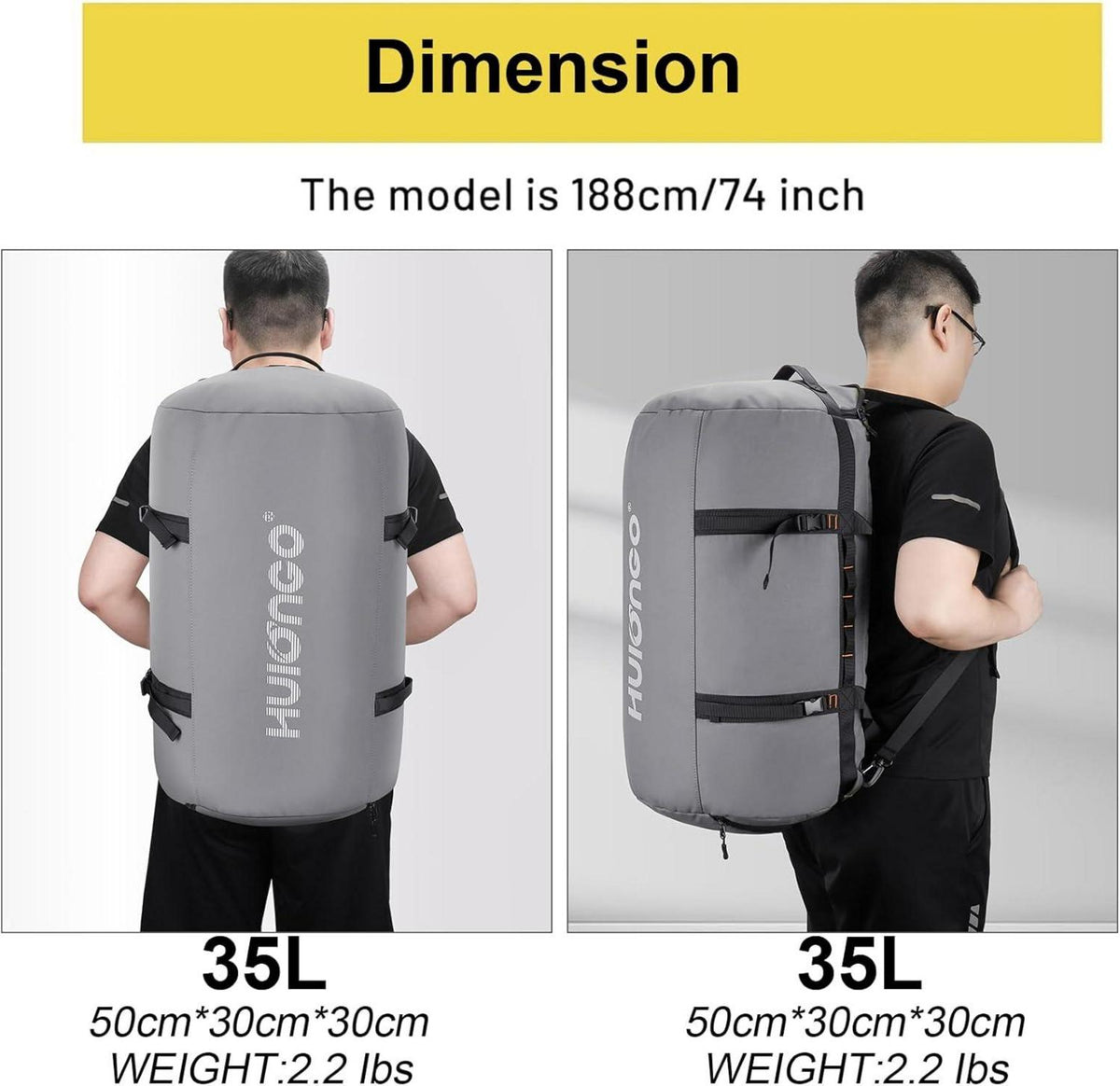 Sporttasche 35L Reisetasche mit Schuhfach wasserdicht Grau