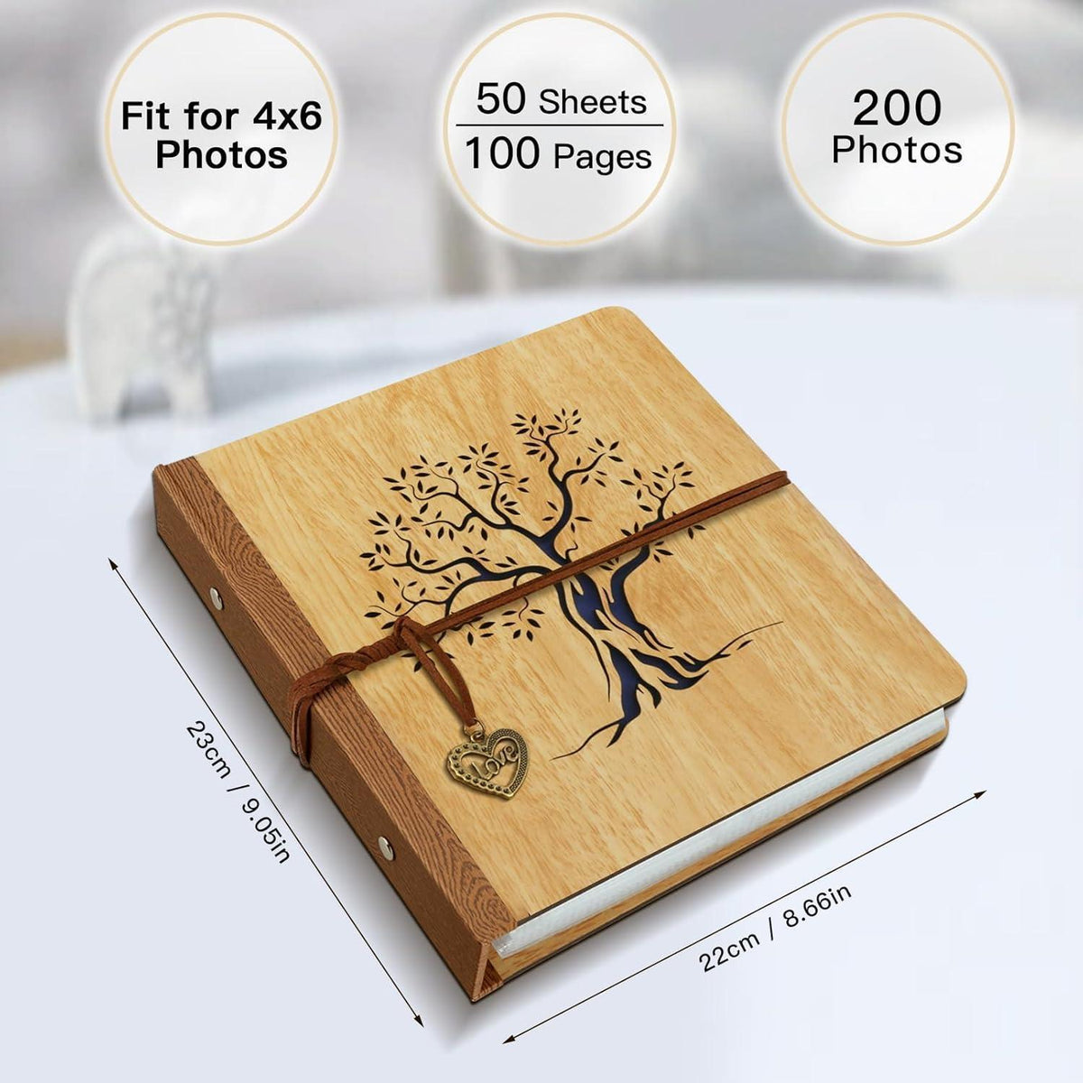 Einsteckalbum 200 Fotos 10x15 Hardcover mit Baumgravur