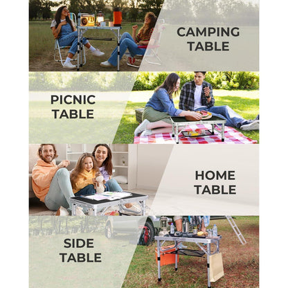 Klapptisch höhenverstellbar mit Netzablage für Camping & Garten