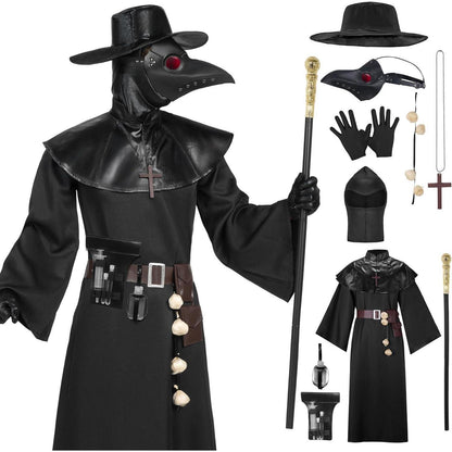 Herren Pestarzt Kostüm Set mit Maske und Zubehör