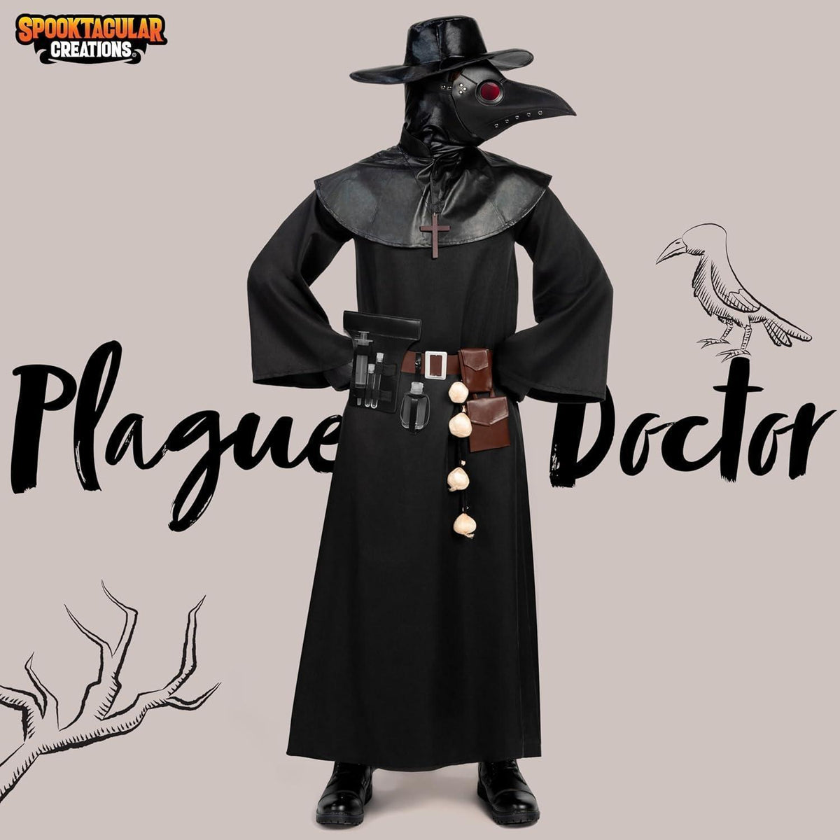 Herren Pestarzt Kostüm Set mit Maske und Zubehör