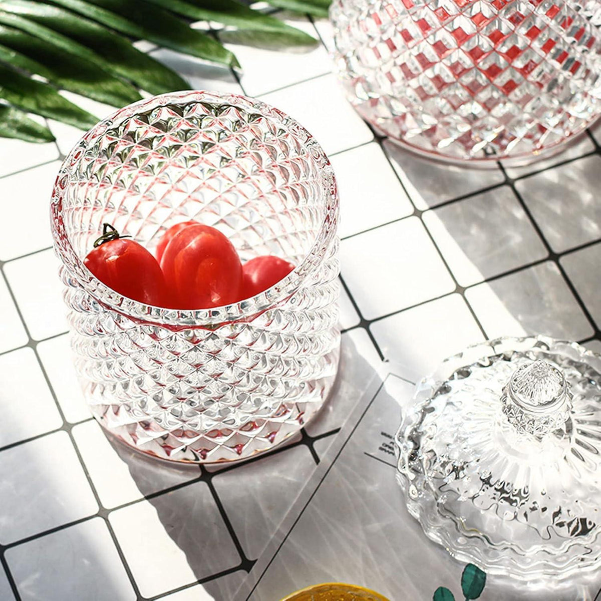 Kristall Bonbonglas Vintage Süßigkeiten Behälter mit Deckel 2 Stück