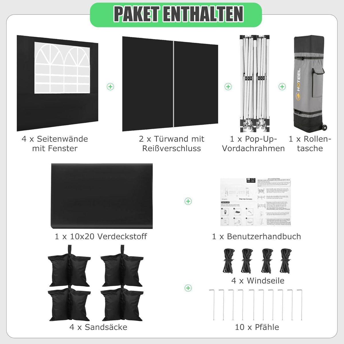 Faltpavillon 3x6 mit Seitenwänden – Wasserdicht & Stabil