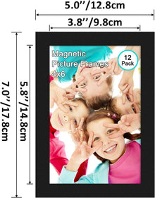 12er Set Magnetische Bilderrahmen für 10x15 cm Fotos Schwarz