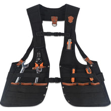 Leder Werkzeugweste Herren mit 33 Taschen, verstellbar, Schwarz, L