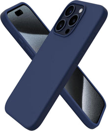 Hülle für iPhone 15 Pro 6,1 Zoll Silikon Stoßfest Mitternachtsblau