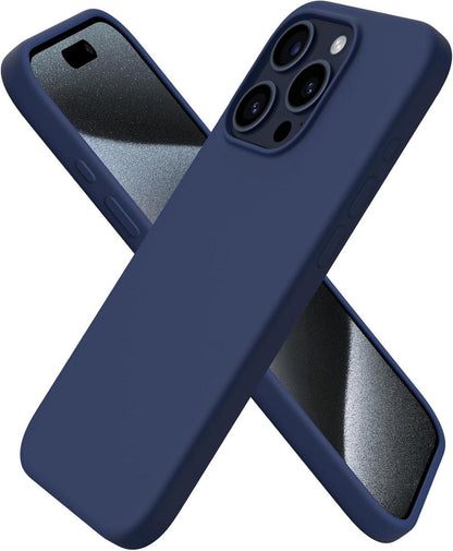 Hülle für iPhone 15 Pro 6,1 Zoll Silikon Stoßfest Mitternachtsblau
