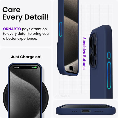 Silikon Hülle für iPhone 15 Pro 6,1 Zoll - Kratzfest Stoßfest - Mitternachtsblau