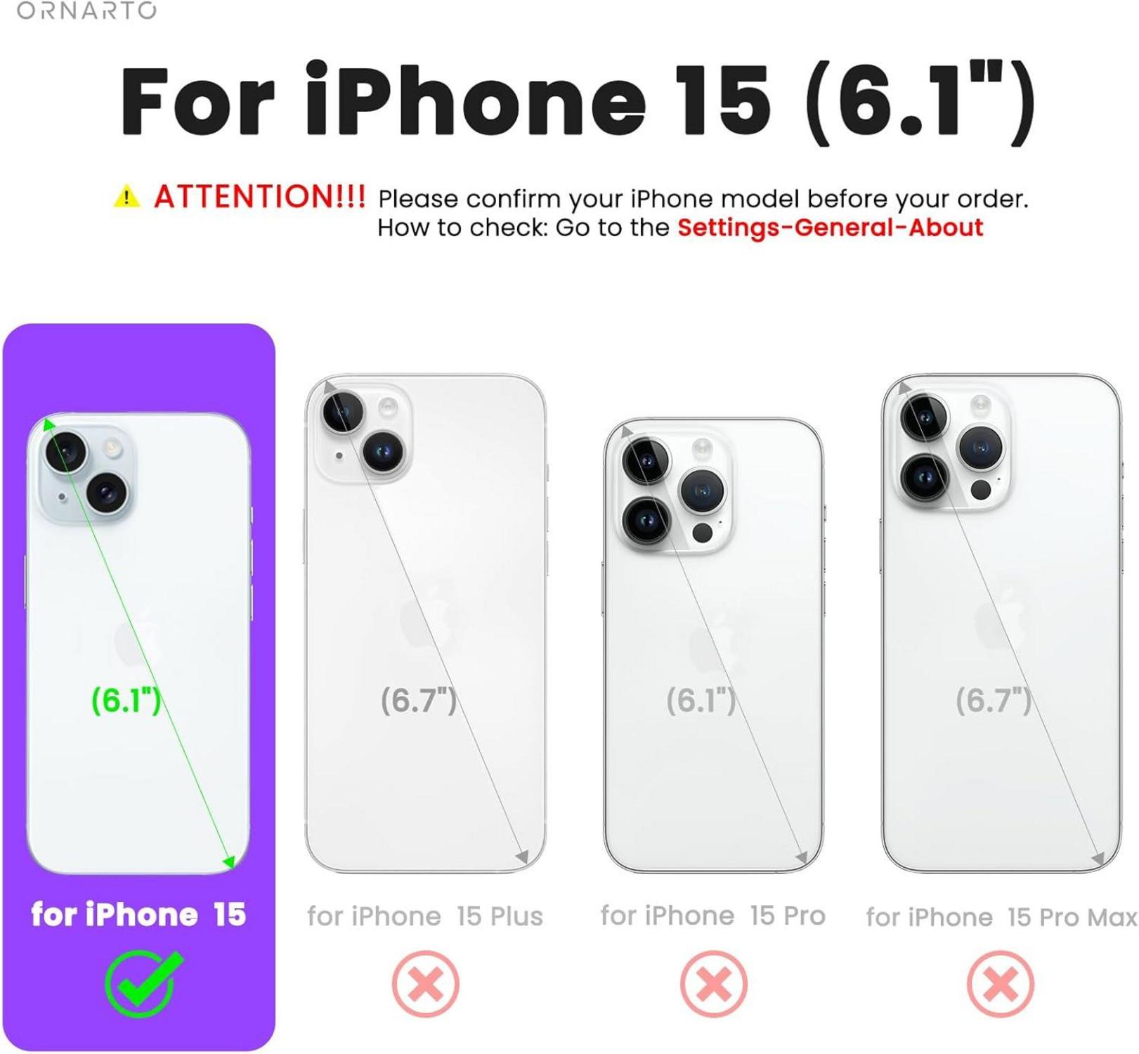 ORNARTO iPhone 15 Silikon Hülle Magnetisch 6.1 Zoll Stoßfest