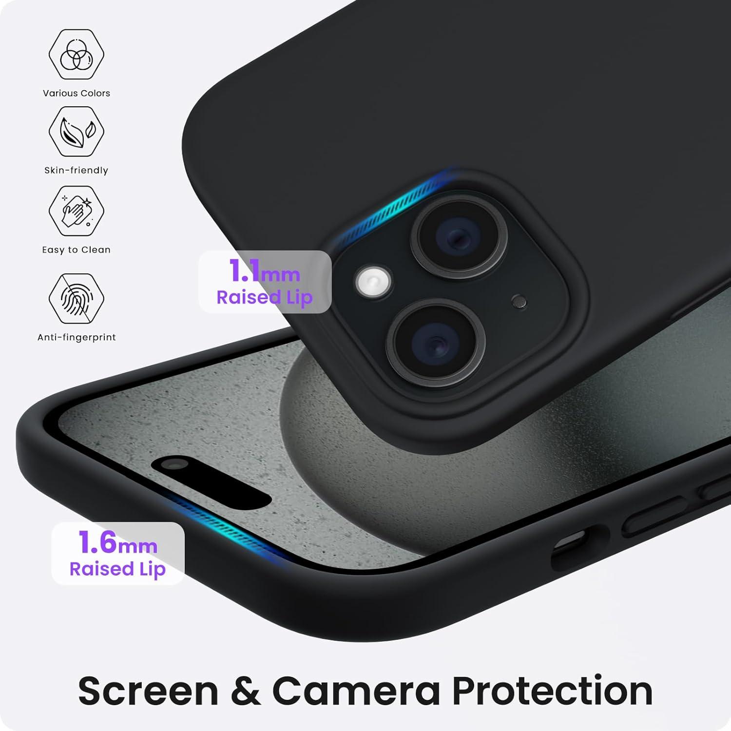 ORNARTO iPhone 15 Silikon magnetische Hülle stoßfest Kratzfest 6.1 Zoll