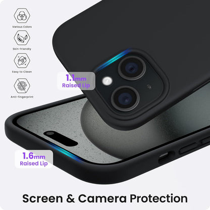 ORNARTO iPhone 15 Silikon magnetische Hülle stoßfest Kratzfest 6.1 Zoll