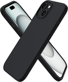 Schwarze iPhone 15 Hülle aus flüssigem Silikon - Kratzfeste stoßfeste