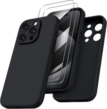 iPhone 15 Pro Max Hülle flüssiges Silikon Kameraschutz 2 Schutzfolien