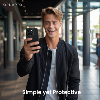 ORNARTO iPhone 15 Pro Max Hülle mit Kameraschutz und Schutzfolien - Schwarz