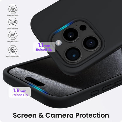 ORNARTO iPhone 15 Pro Max Hülle Silikon Schwarz Magnetisch 6.7 Zoll
