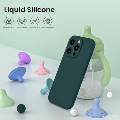 iPhone 15 Pro Hülle flüssiges Silikon Kameraschutz Olivgrün