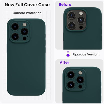 iPhone 15 Pro Hülle mit Kameraschutz und 2 Schutzfolien - Olivgrün