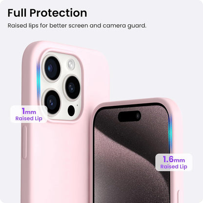 ORNARTO iPhone 15 Pro Hülle Silikon 6,1 Zoll Kratzfeste stoßfeste Schutzhülle Rosa