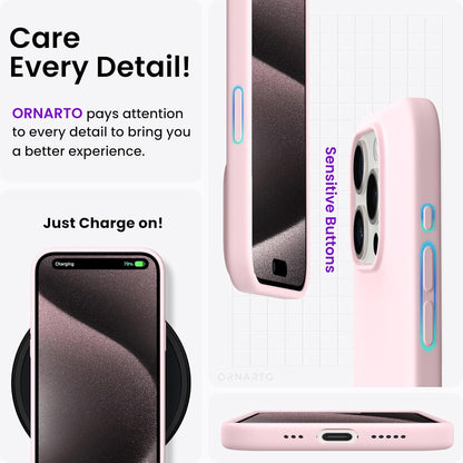 iPhone 15 Pro Hülle Silikon 6,1 Zoll dünne Handyhülle stoßfest - Rosa