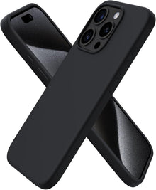 Schwarze flüssige Silikonhülle für iPhone 15 Pro - Kratzfest