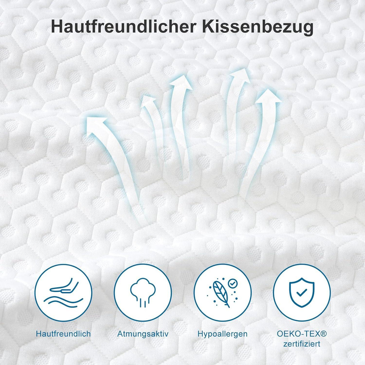 Orthopädisches Gel Memory Foam Kissen 40x60cm 10cm Höhe OEKO-TEX 100 Bezug
