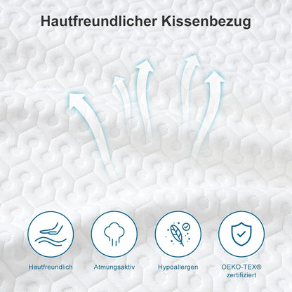Orthopädisches Gel Memory Foam Kissen 40x60cm 10cm Höhe OEKO-TEX 100 Bezug