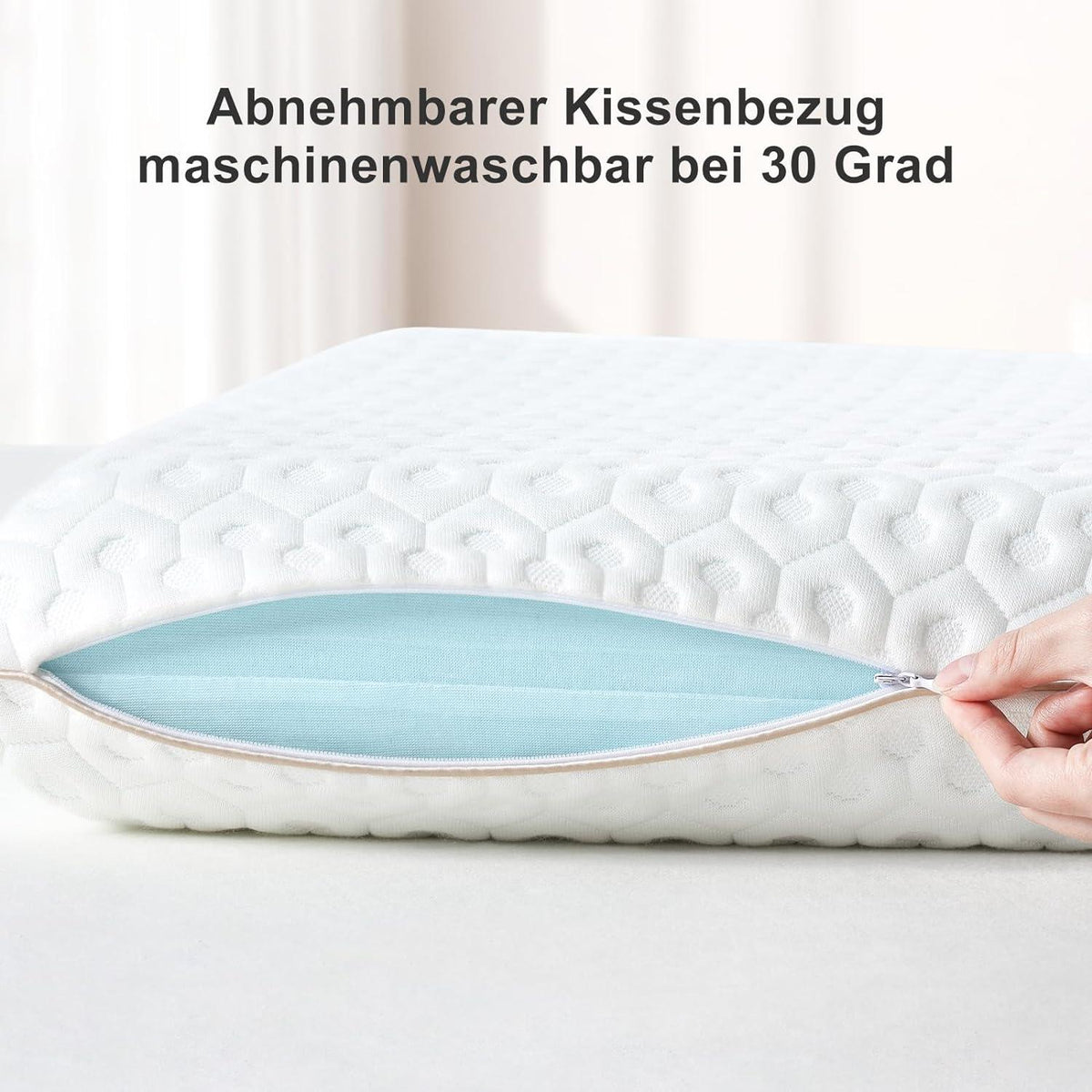 Orthopädisches Gel Memory Foam Kissen 40x60 8cm Höhe waschbarer Bezug