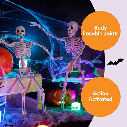 Halloween-Skelette für Dekorationen, 2 Stück, bewegliche Gelenke