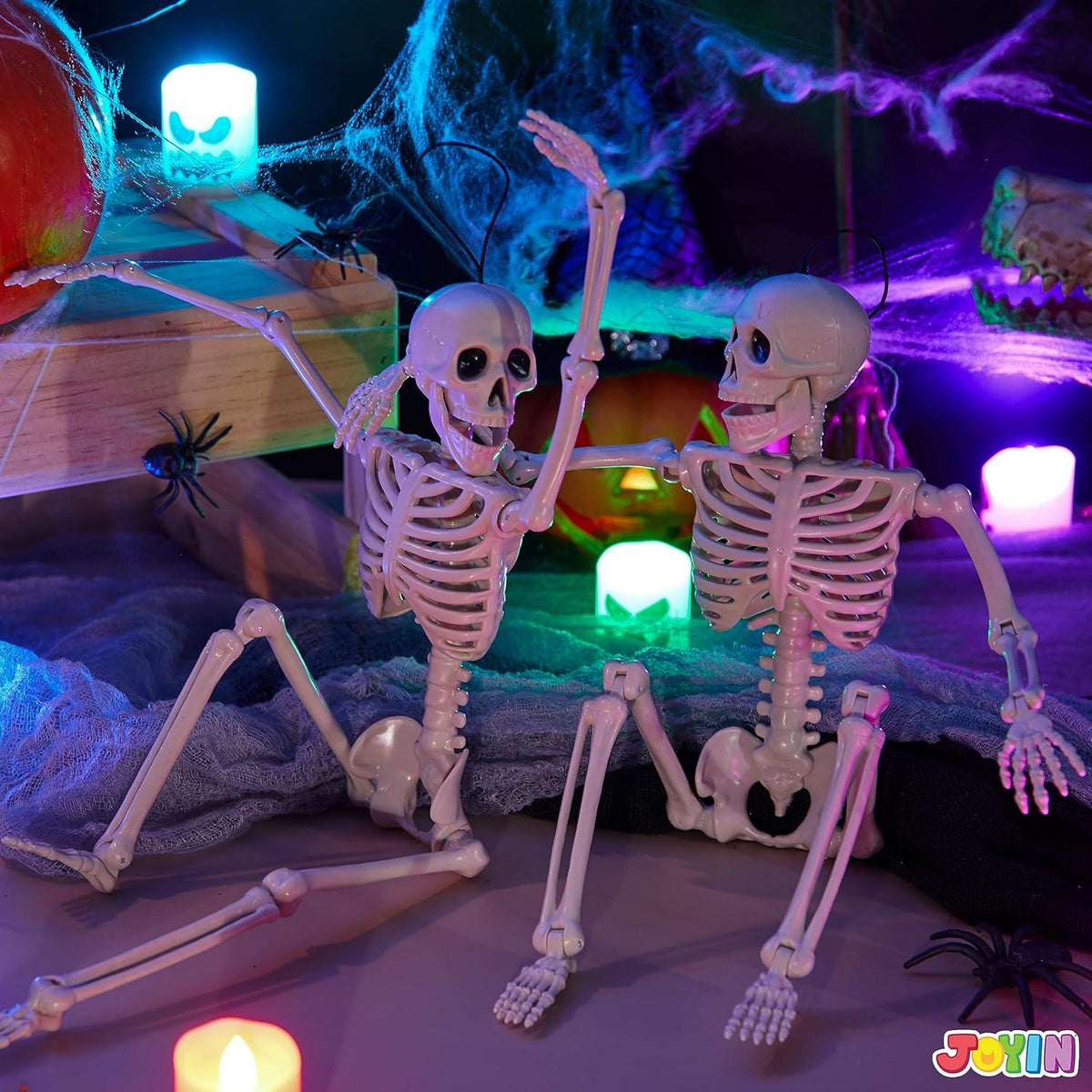 2er Set 40,6cm Halloween Skelette mit beweglichen Gelenken