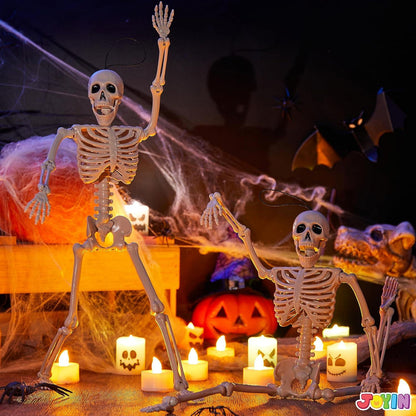 2er Set Halloween-Skelette 40.6cm bewegliche Gelenke Grusel Deko