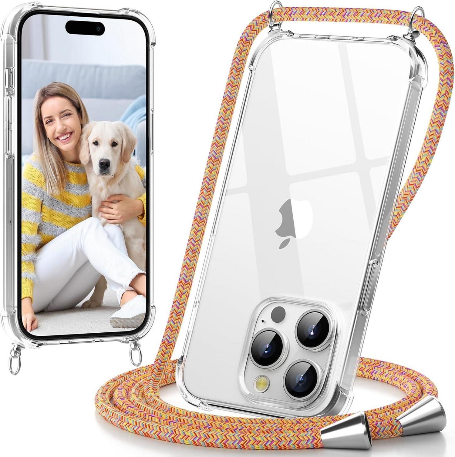 Handykette für iPhone 15 Pro Max Transparente Handyhülle mit Kordel