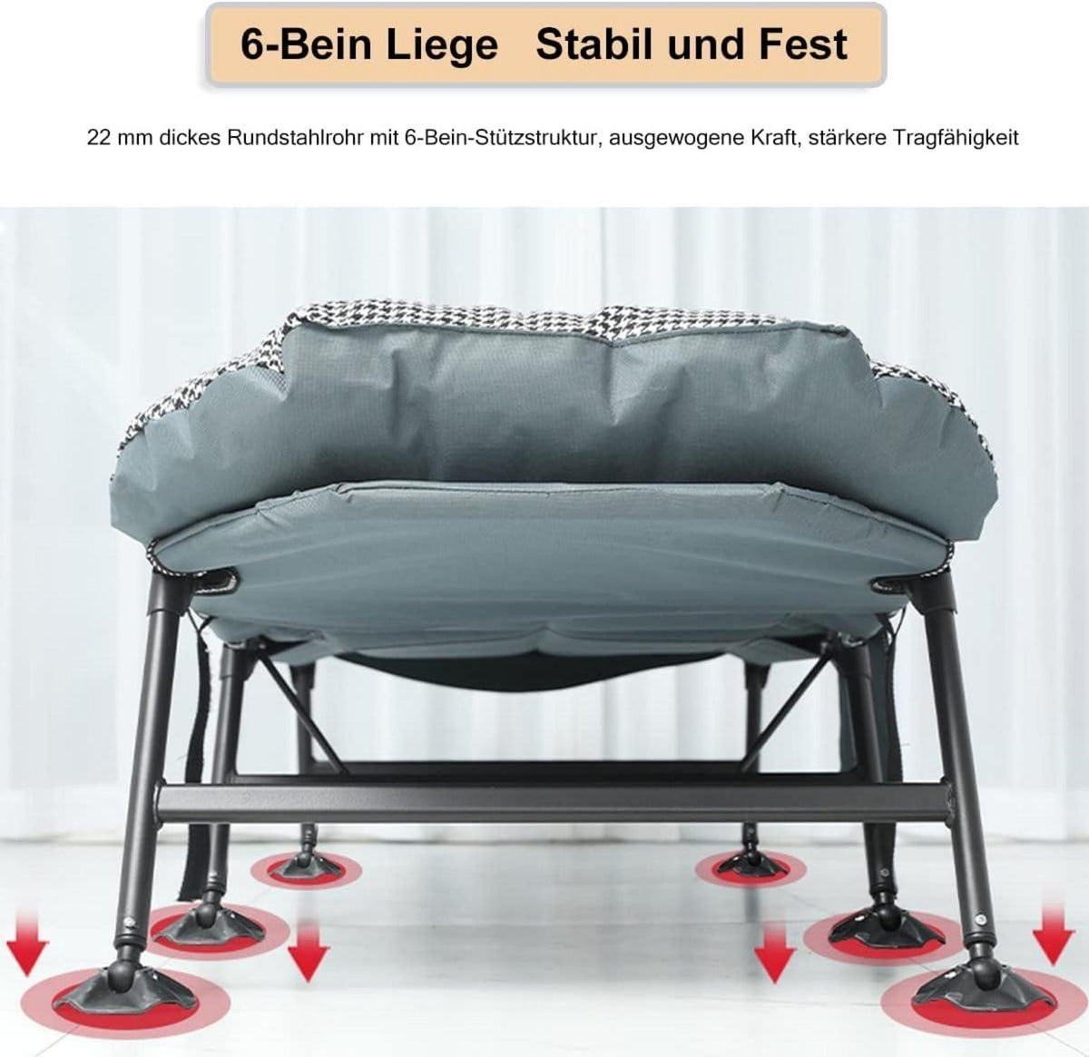 Klappbare Sonnenliege mit Auflage, Liegestuhl Feldbett 190x67cm