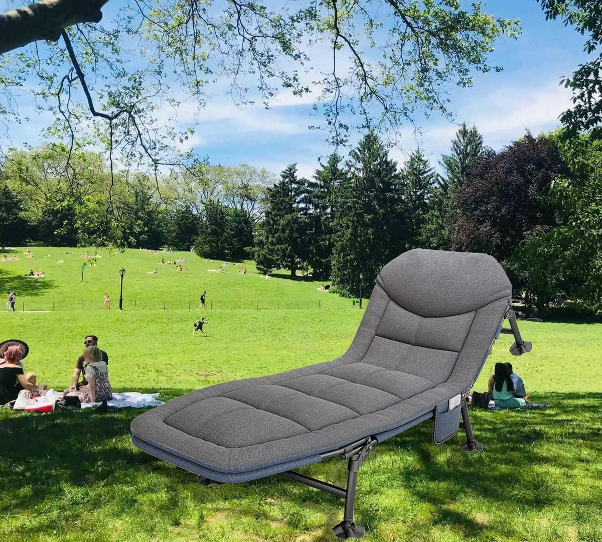 Klappbare Sonnenliege mit Auflage, Liegestuhl Feldbett 190x67cm