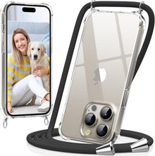Handykette iPhone 15 Pro Max Necklace Hülle Transparent Schwarz