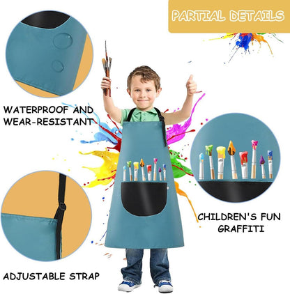 Malschürze Kinder Wasserdicht Verstellbar Kinderschürze Set Taschen