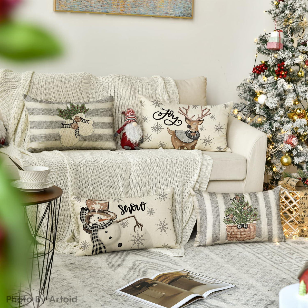 Weihnachten Weihnachtsdekoration Kissenbezüge Set 4-teilig