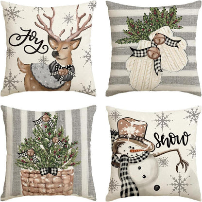 Artoid Weihnachten Kissenbezüge Rentier Schneemann Handschuhe 4er Set
