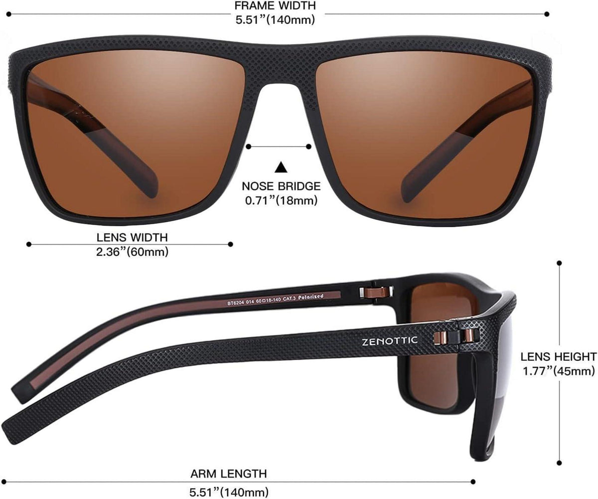 Polarisierte TR90 Sonnenbrille UV400 Schutz Herren Schwarz/Braun