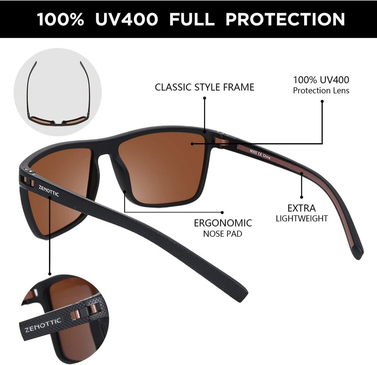 Polarisierte Herren Sonnenbrille TR90 Rahmen UV400 Schutz C14