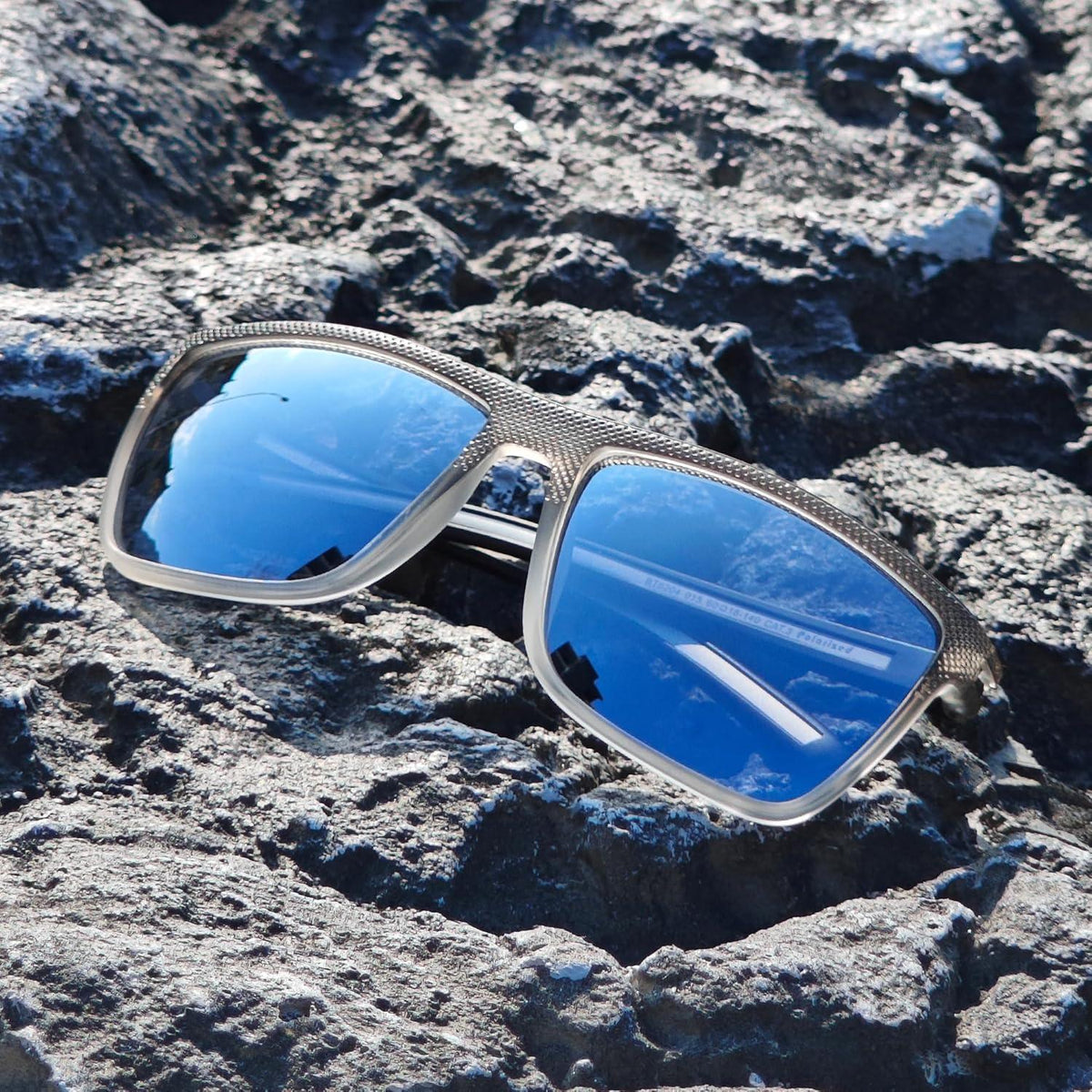 Polarisierte Herren Sonnenbrille TR90 Rahmen UV400 Schutz Grau Silber