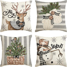 Artoid Weihnachtskissenbezüge Rentier Schneemann 4er Set 50x50cm Grau
