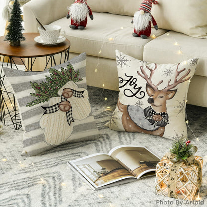 Artoid Weihnachten Kissenbezüge Set 4er 50x50 cm Grau