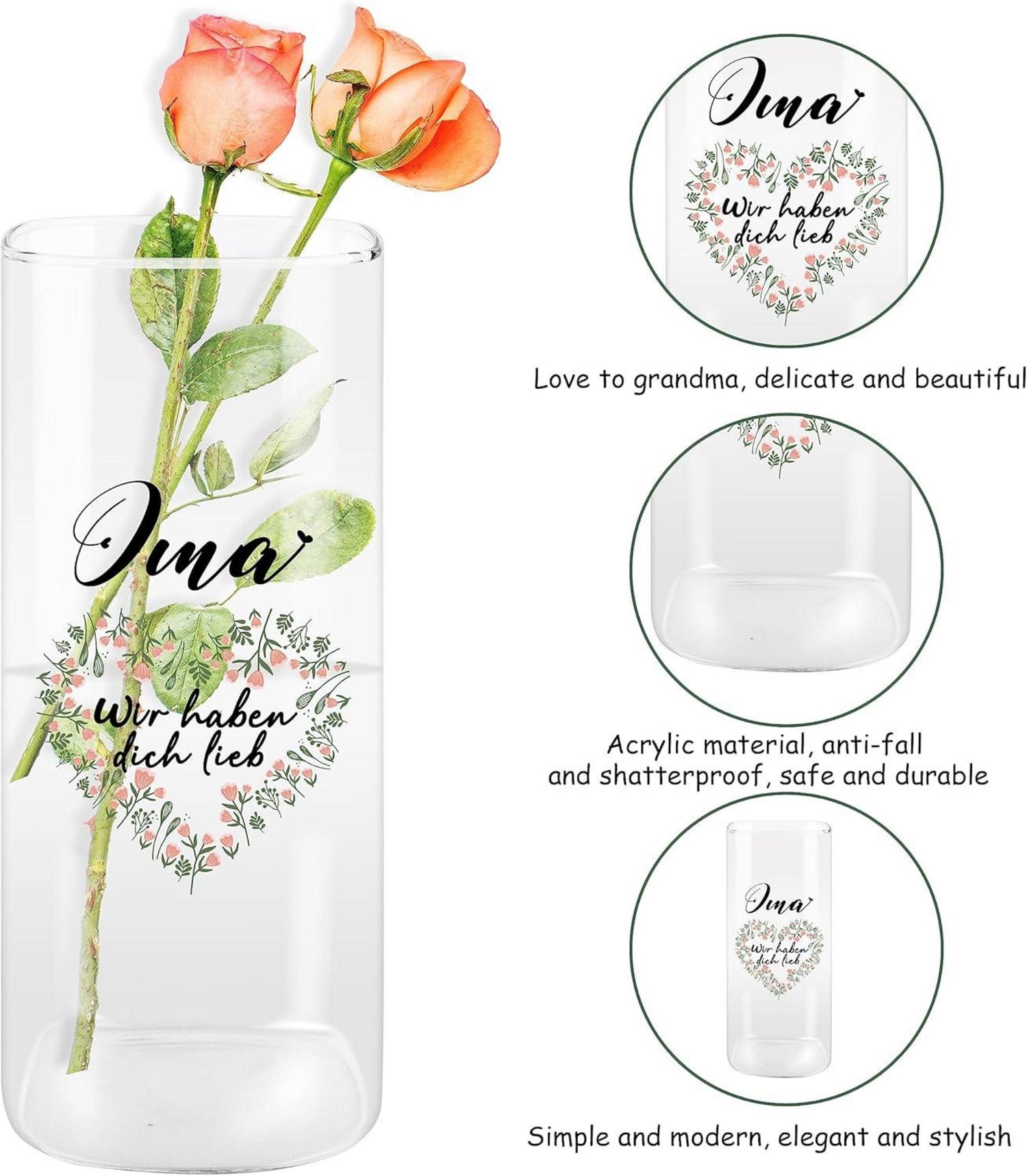 Moderne Glasvase Deko Oma Geschenk Weihnachten Blumenvase